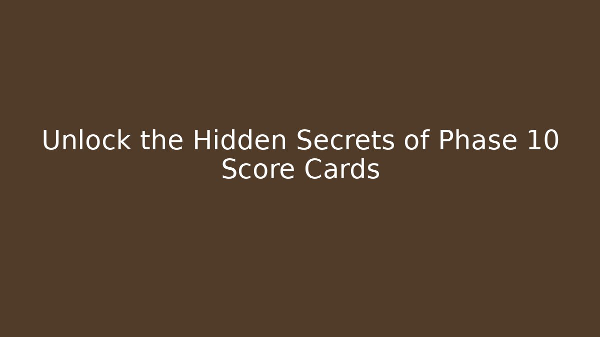 Unlock the Hidden Secrets of Phase 10 Score Cards