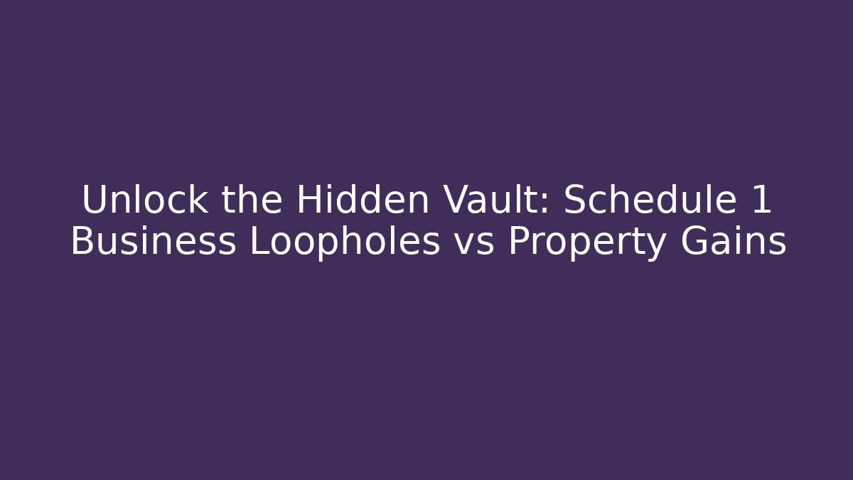 Unlock the Hidden Vault: Schedule 1 Business Loopholes vs Property Gains
