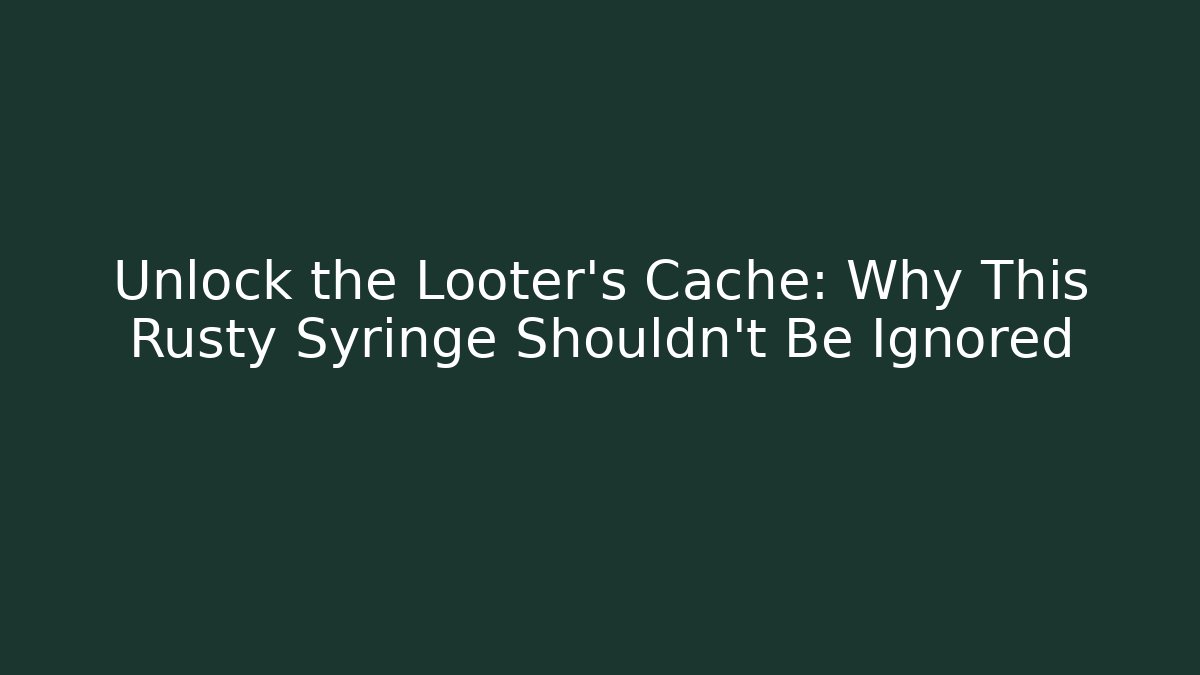 Unlock the Looter's Cache: Why This Rusty Syringe Shouldn't Be Ignored