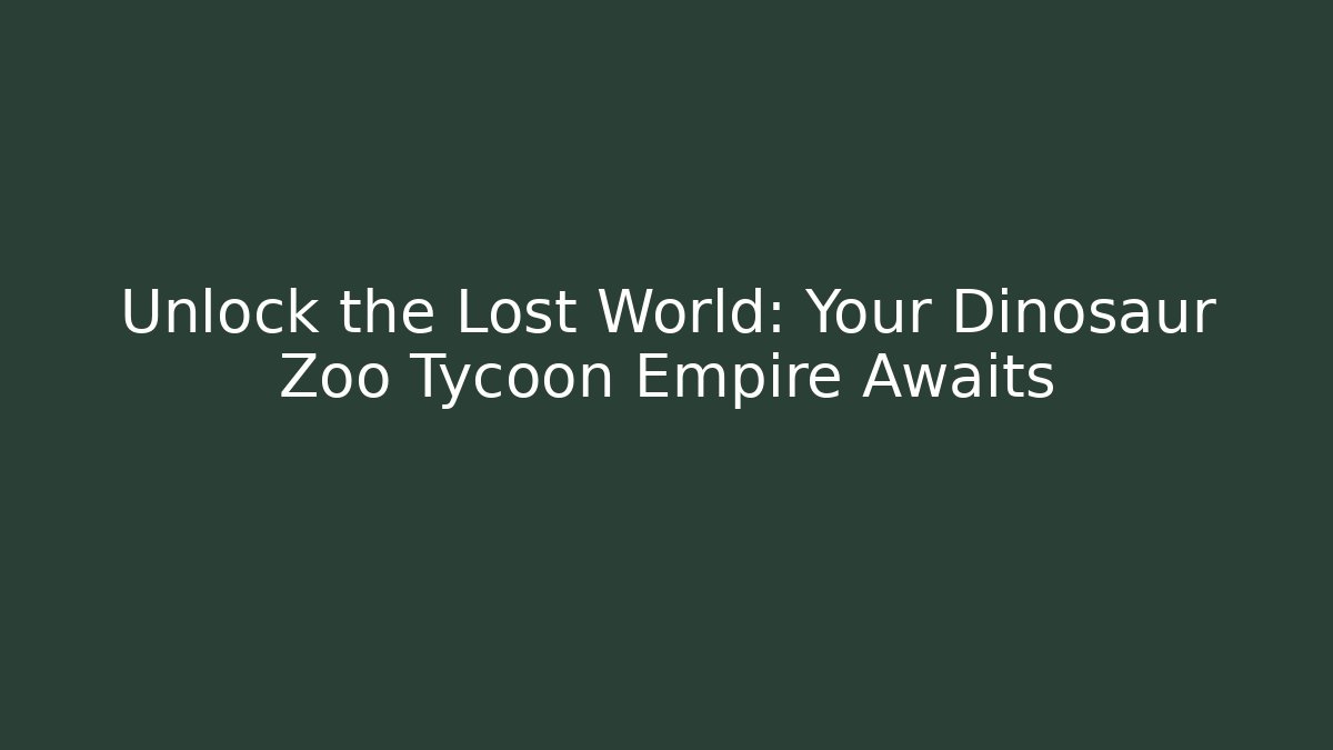 Unlock the Lost World: Your Dinosaur Zoo Tycoon Empire Awaits