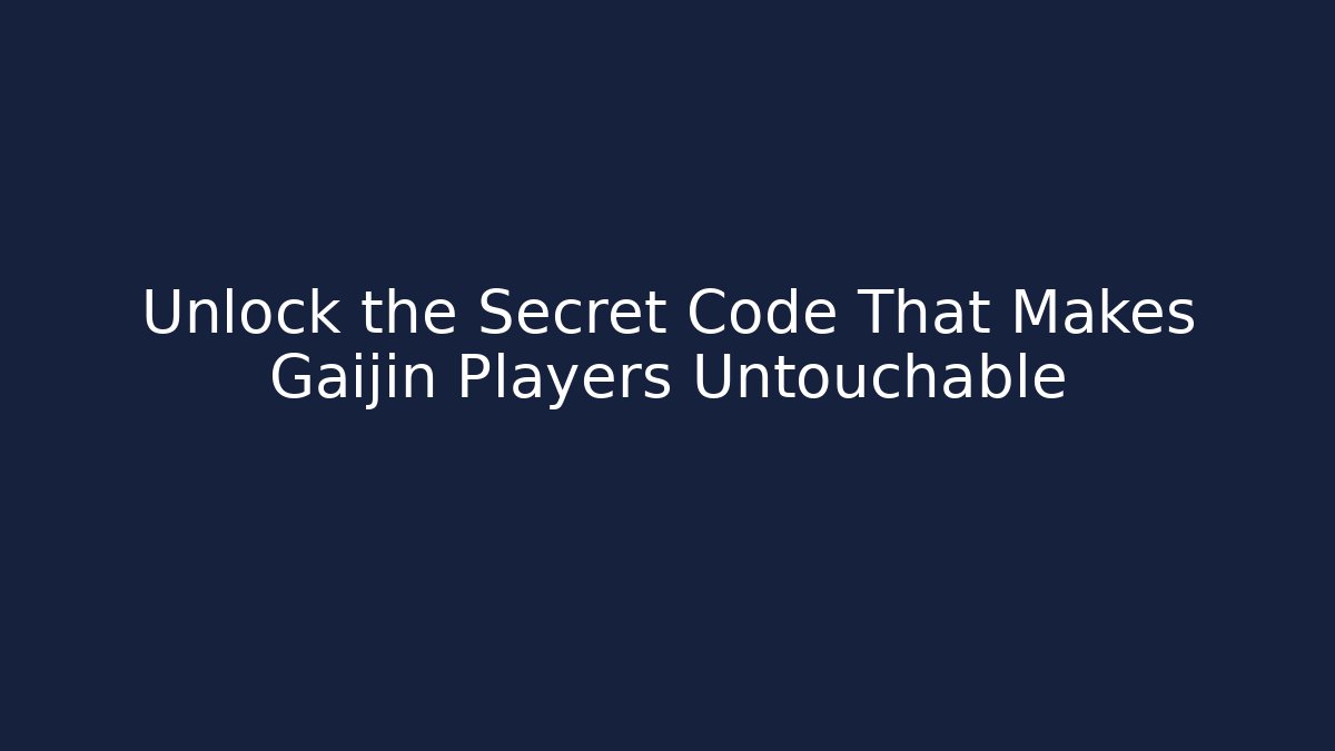 Unlock the Secret Code That Makes Gaijin Players Untouchable - Felix Cat Insurance
