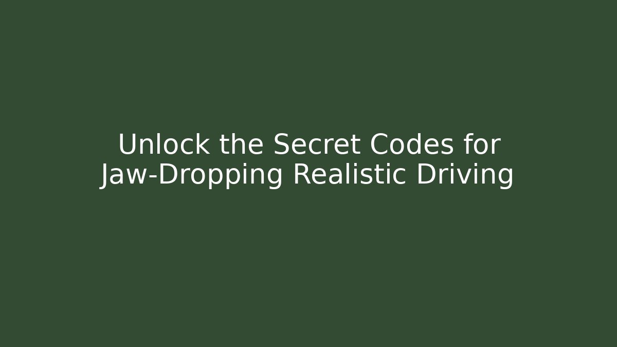 Unlock the Secret Codes for Jaw-Dropping Realistic Driving