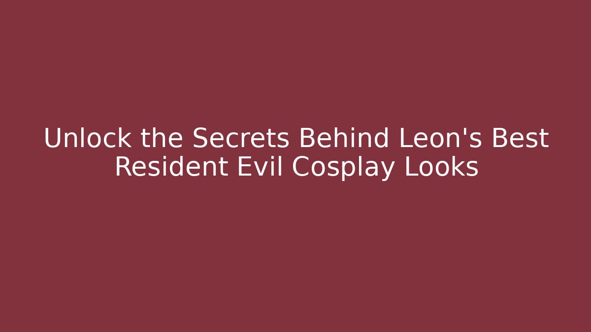 Unlock the Secrets Behind Leon’s Best Resident Evil Cosplay Looks
