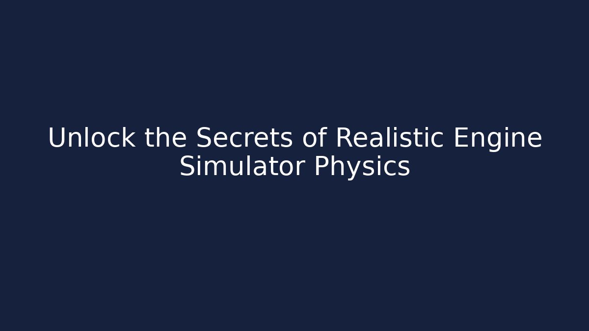 Unlock the Secrets of Realistic Engine Simulator Physics