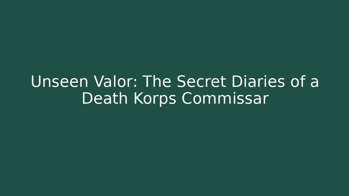 Unseen Valor: The Secret Diaries of a Death Korps Commissar