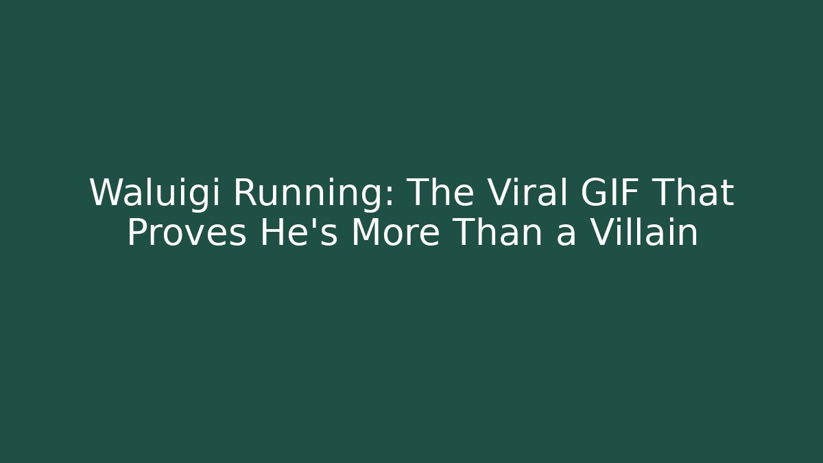 Waluigi Running: The Viral GIF That Proves He’s More Than a Villain - Felix Cat Insurance