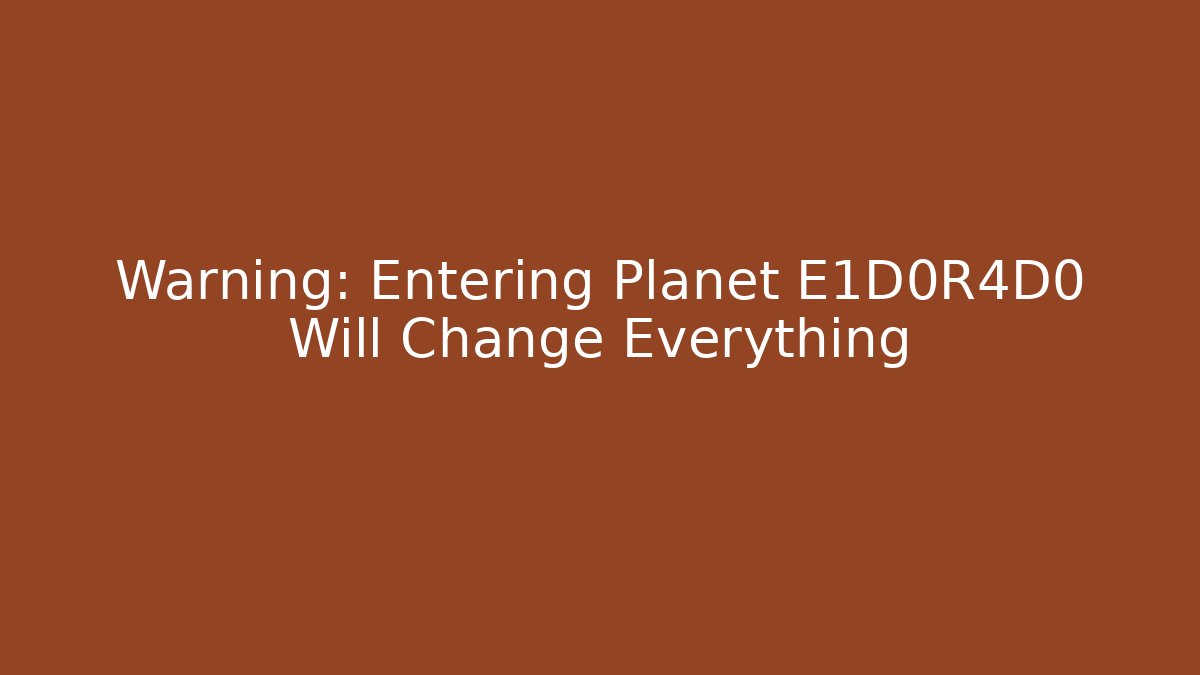 Warning: Entering Planet E1D0R4D0 Will Change Everything - Felix Cat Insurance