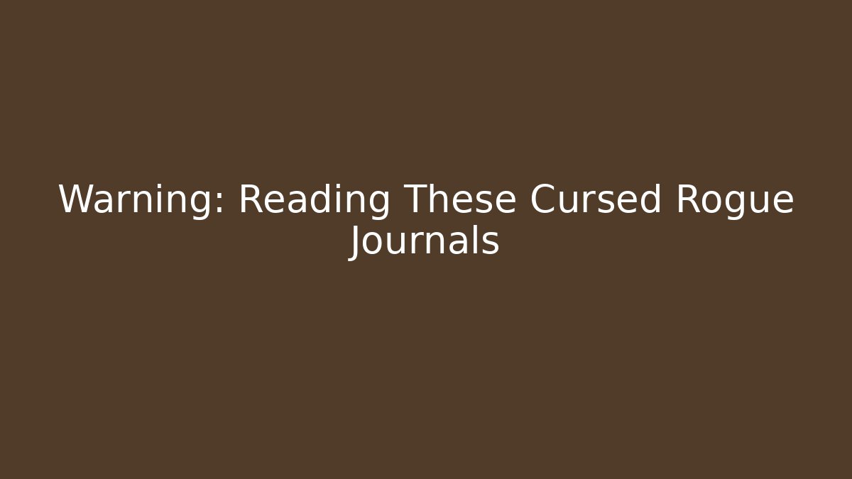 Warning: Reading These Cursed Rogue Journals