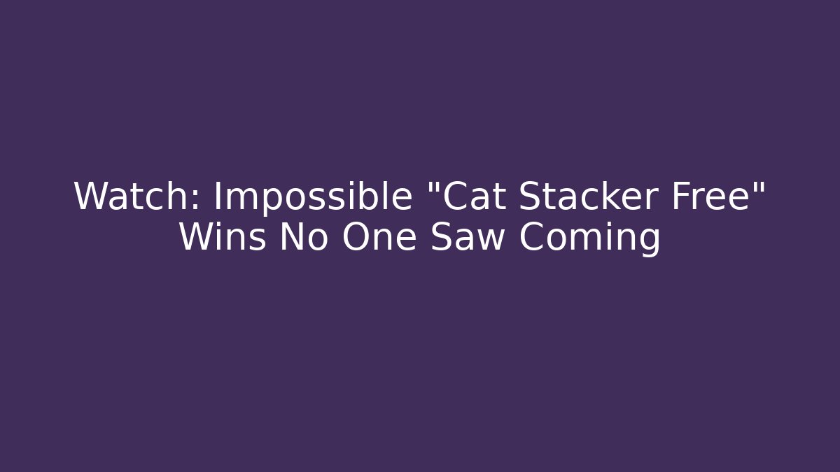 Watch: Impossible "Cat Stacker Free" Wins No One Saw Coming - Felix Cat Insurance