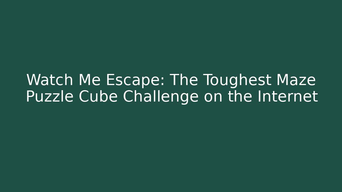 Watch Me Escape: The Toughest Maze Puzzle Cube Challenge on the Internet