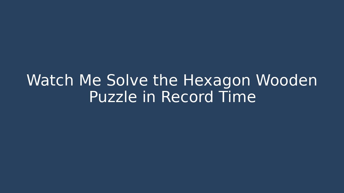 Watch Me Solve the Hexagon Wooden Puzzle in Record Time