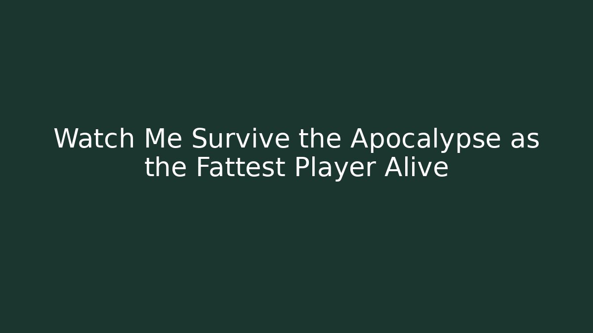 Watch Me Survive the Apocalypse as the Fattest Player Alive