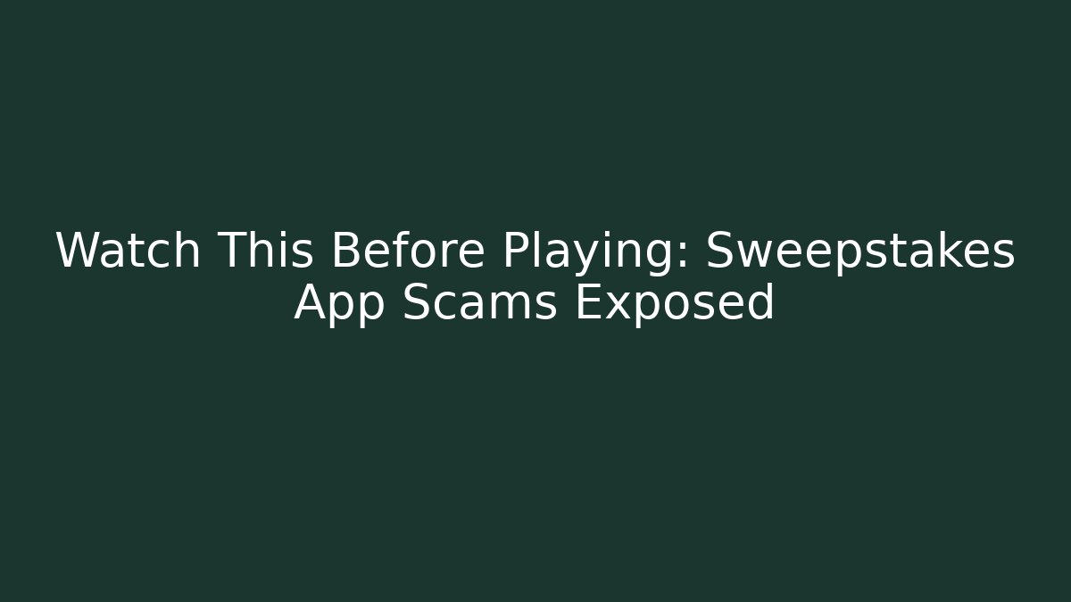 Watch This Before Playing: Sweepstakes App Scams Exposed