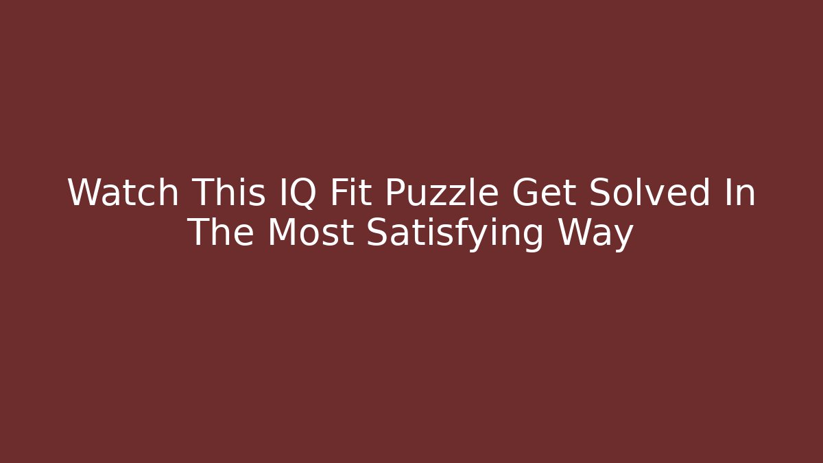 Watch This IQ Fit Puzzle Get Solved In The Most Satisfying Way