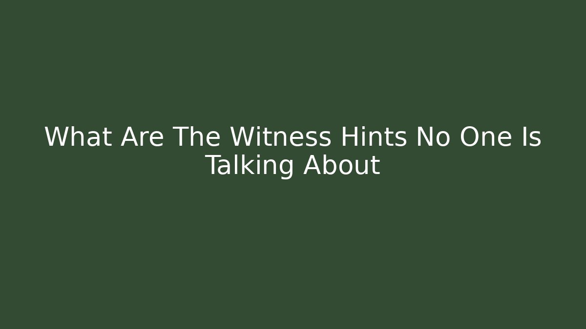 What Are The Witness Hints No One Is Talking About