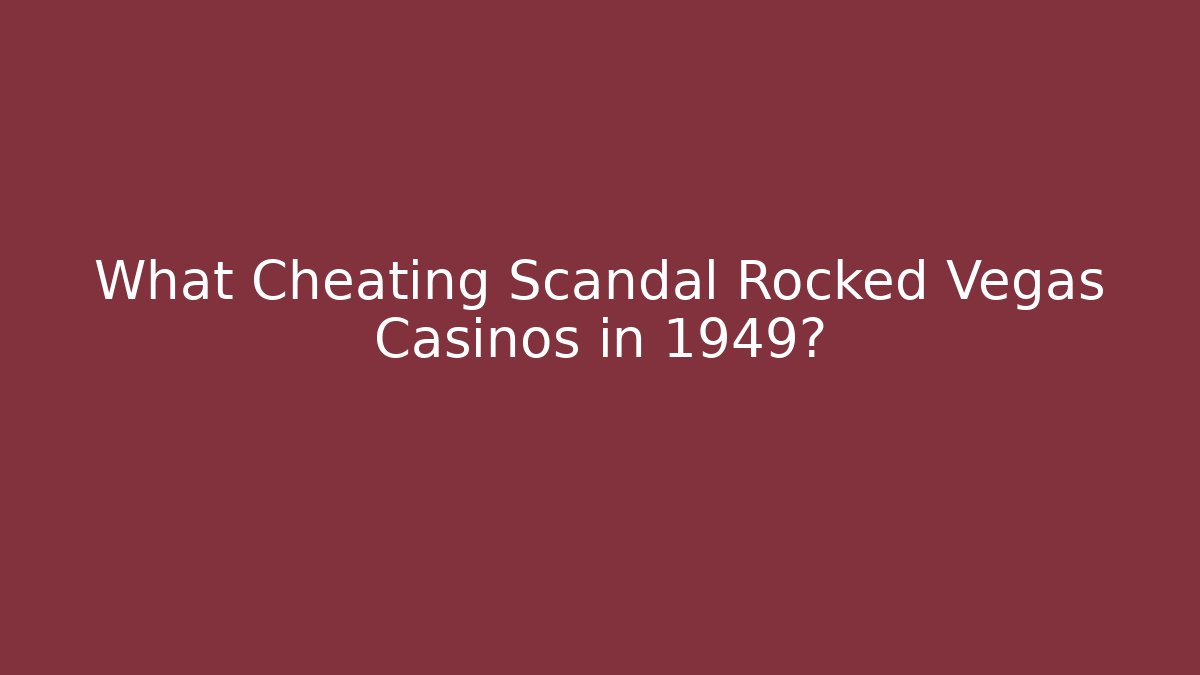 What Cheating Scandal Rocked Vegas Casinos in 1949?