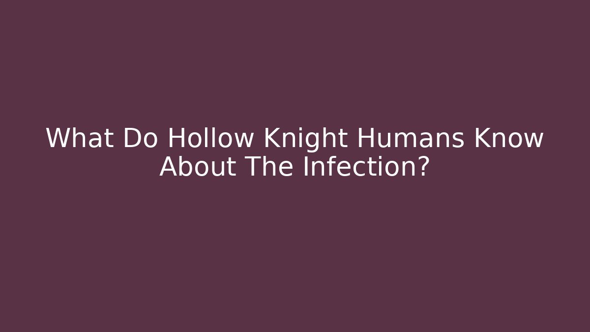 What Do Hollow Knight Humans Know About The Infection?