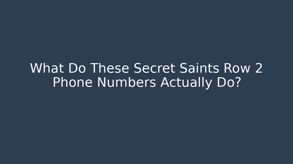 What Do These Secret Saints Row 2 Phone Numbers Actually Do?