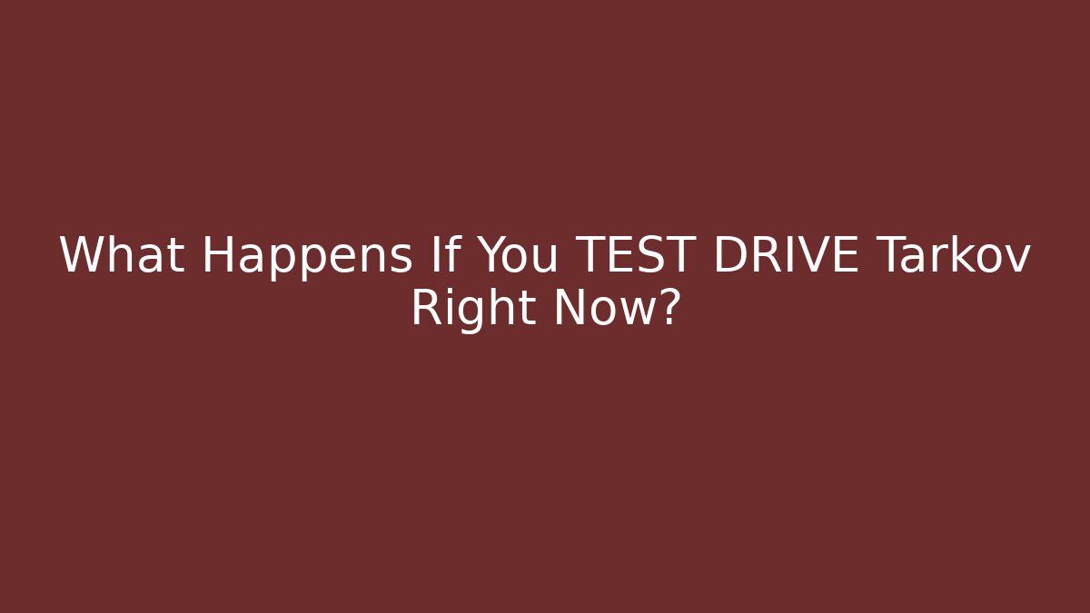What Happens If You TEST DRIVE Tarkov Right Now?