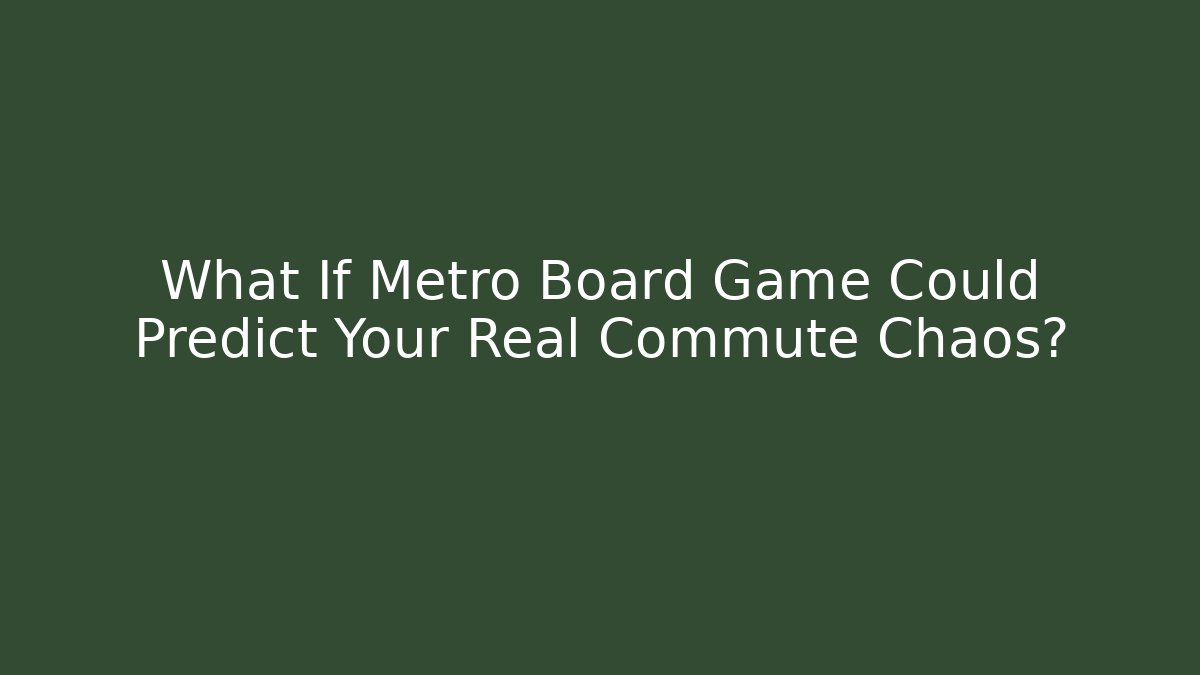 What If Metro Board Game Could Predict Your Real Commute Chaos? - Felix Cat Insurance