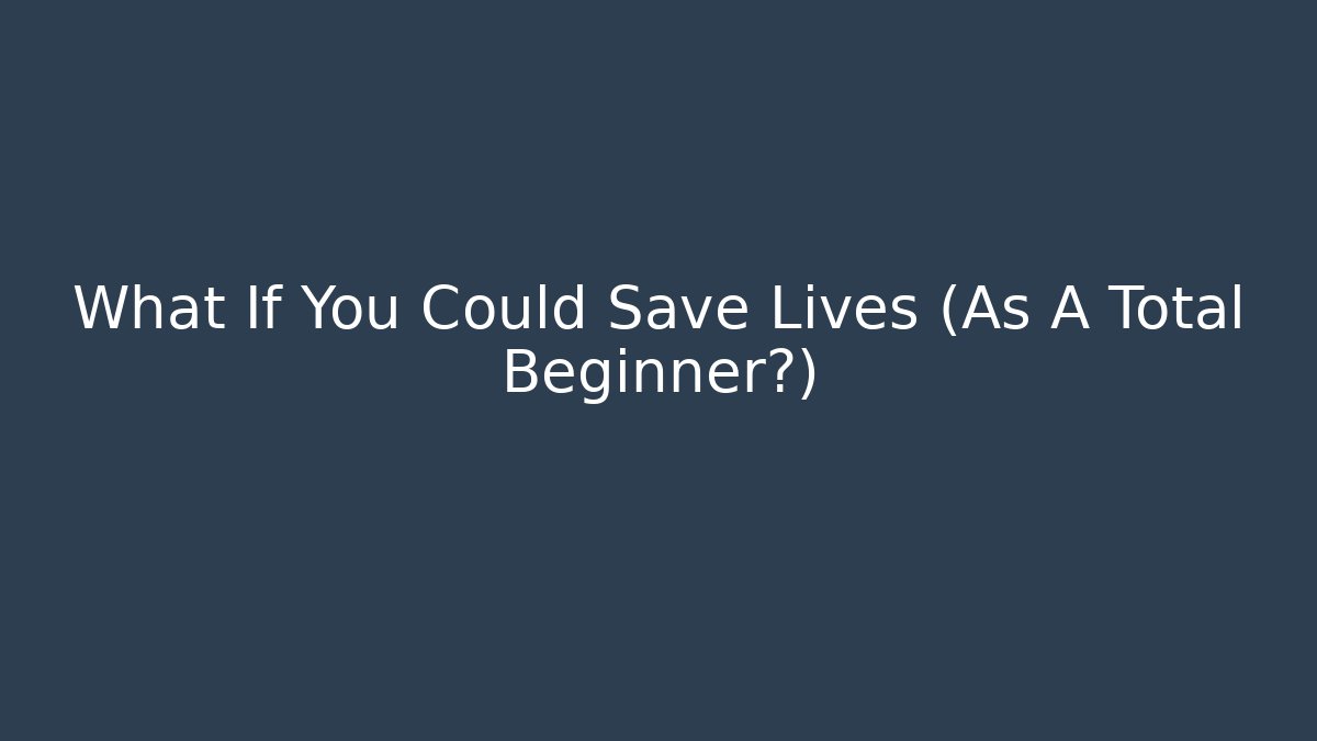 What If You Could Save Lives (As A Total Beginner?) - Felix Cat Insurance