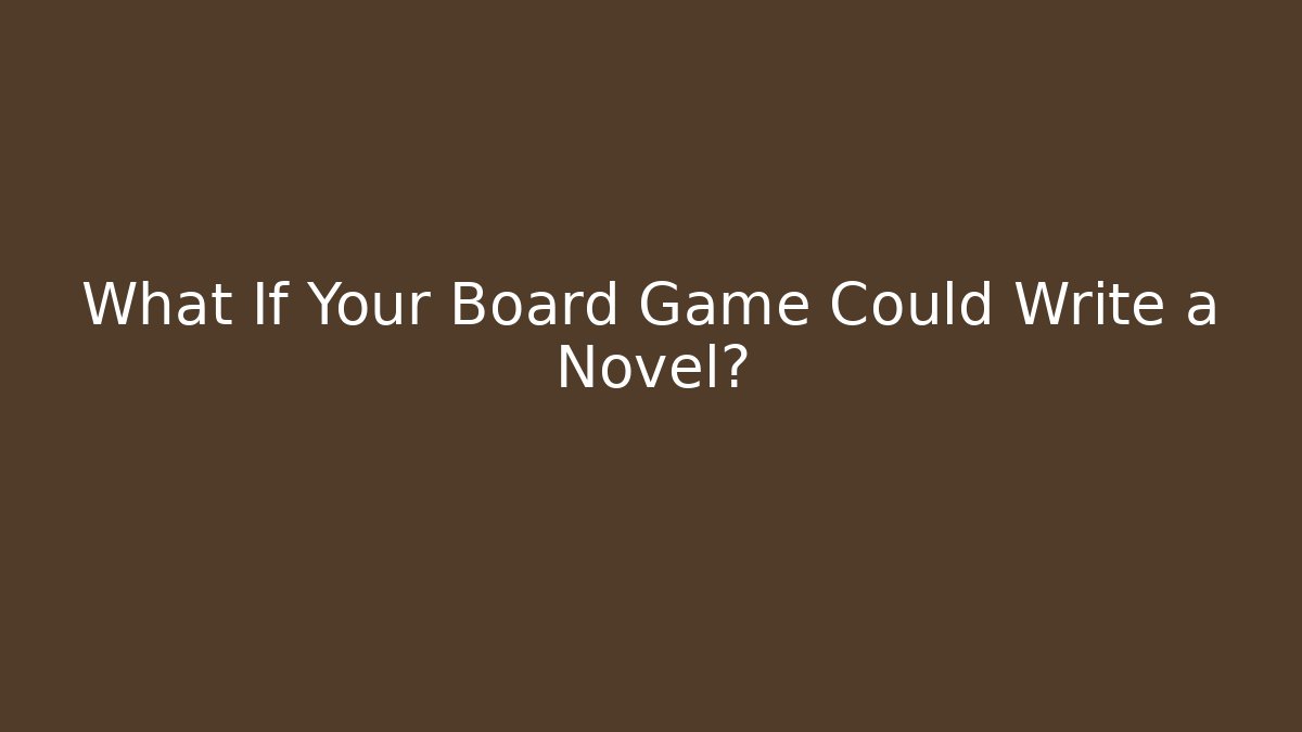 What If Your Board Game Could Write a Novel?
