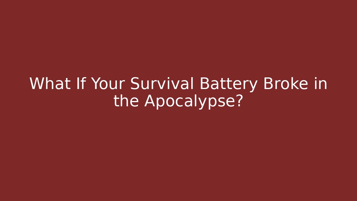 What If Your Survival Battery Broke in the Apocalypse?