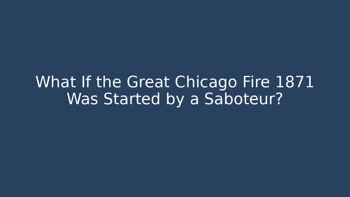 What If the Great Chicago Fire 1871 Was Started by a Saboteur?
