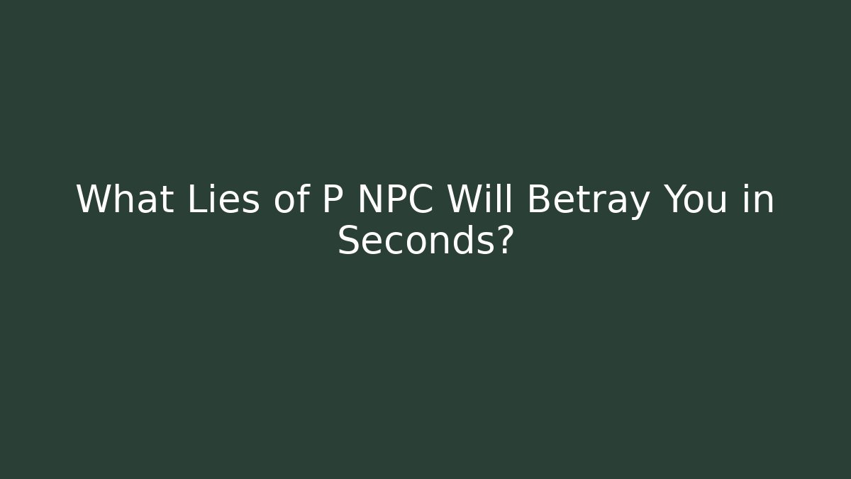 What Lies of P NPC Will Betray You in Seconds?