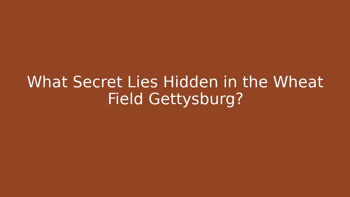 What Secret Lies Hidden in the Wheat Field Gettysburg?