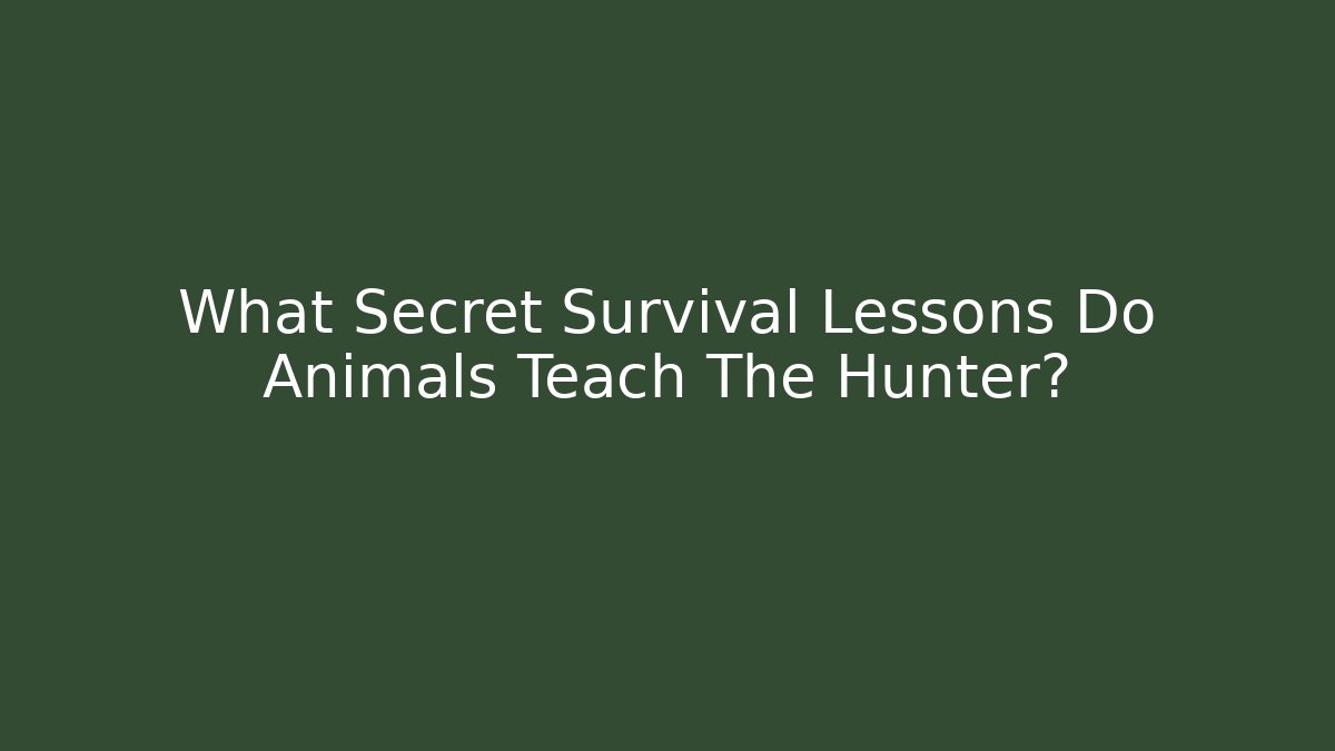 What Secret Survival Lessons Do Animals Teach The Hunter?
