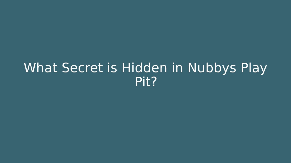 What Secret is Hidden in Nubbys Play Pit?