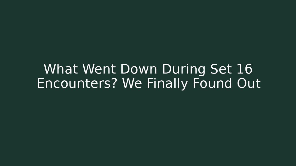 What Went Down During Set 16 Encounters? We Finally Found Out