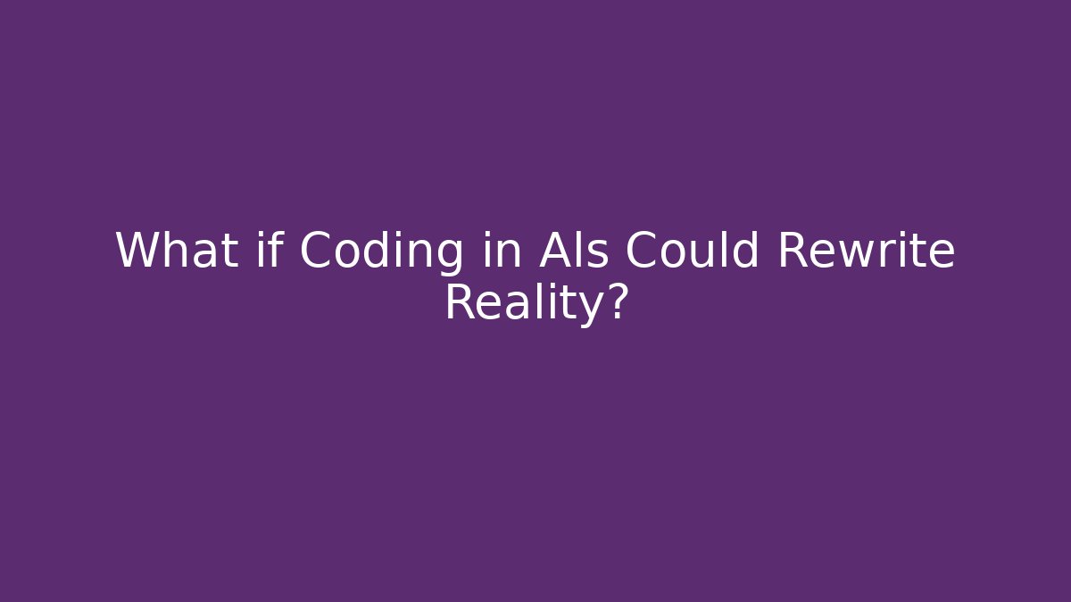 What if Coding in Als Could Rewrite Reality?