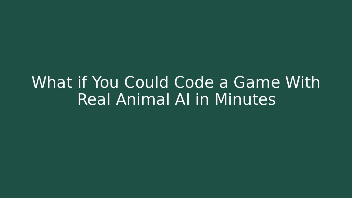 What if You Could Code a Game With Real Animal AI in Minutes