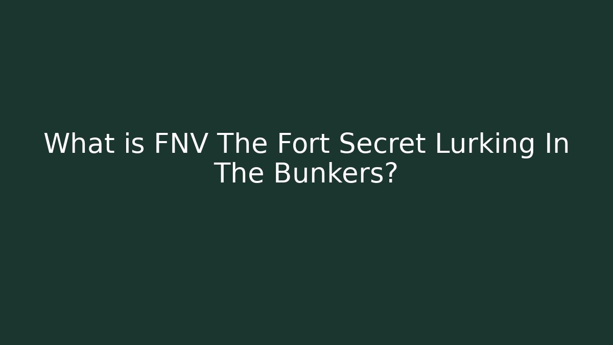 What is FNV The Fort Secret Lurking In The Bunkers?
