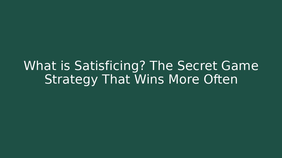 What is Satisficing? The Secret Game Strategy That Wins More Often