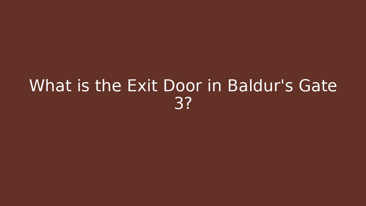 What is the Exit Door in Baldur's Gate 3? - Felix Cat Insurance