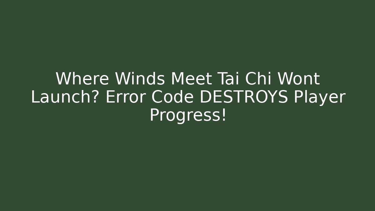 Where Winds Meet Tai Chi Wont Launch? Error Code DESTROYS Player Progress! - Felix Cat Insurance