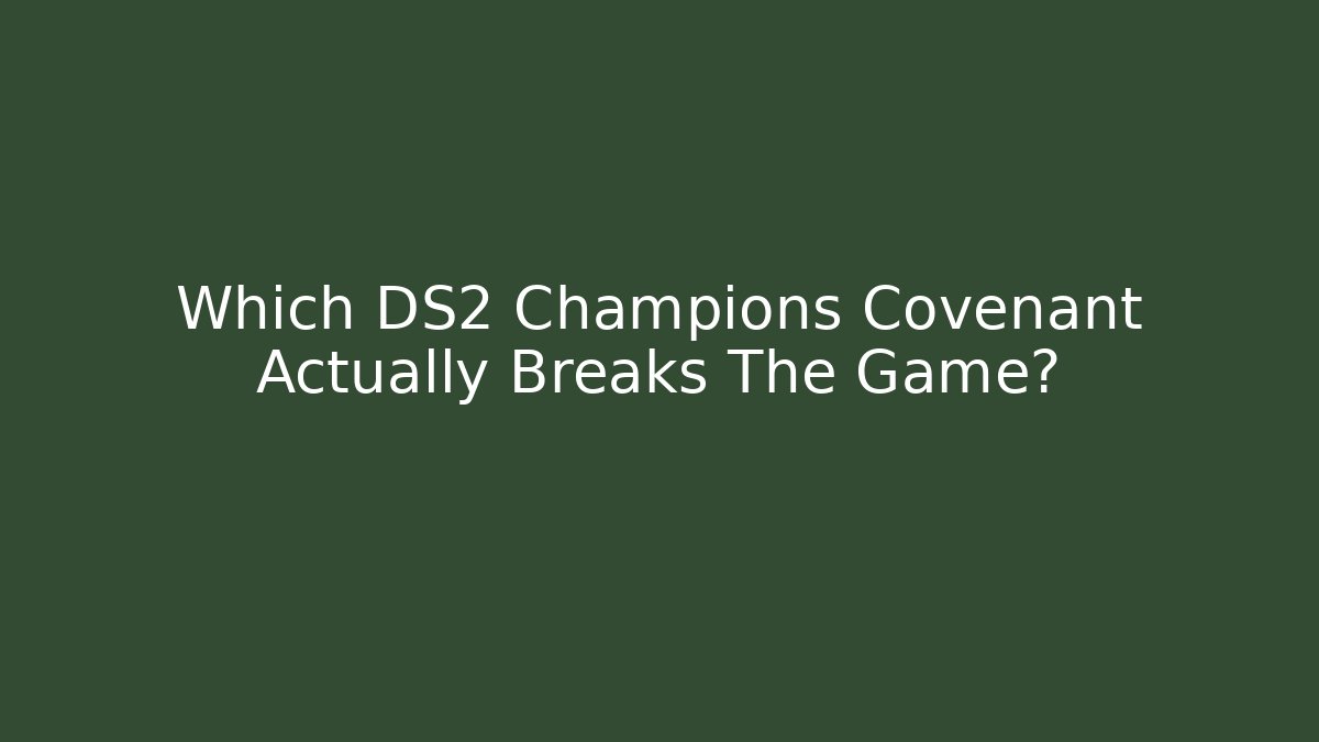Which DS2 Champions Covenant Actually Breaks The Game?
