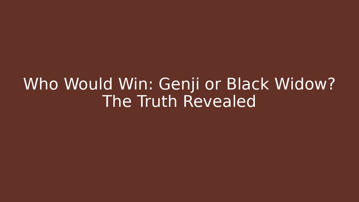 Who Would Win: Genji or Black Widow? The Truth Revealed