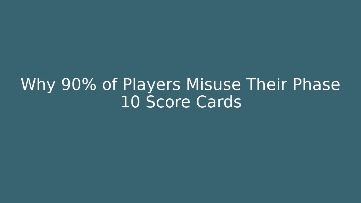 Why 90% of Players Misuse Their Phase 10 Score Cards