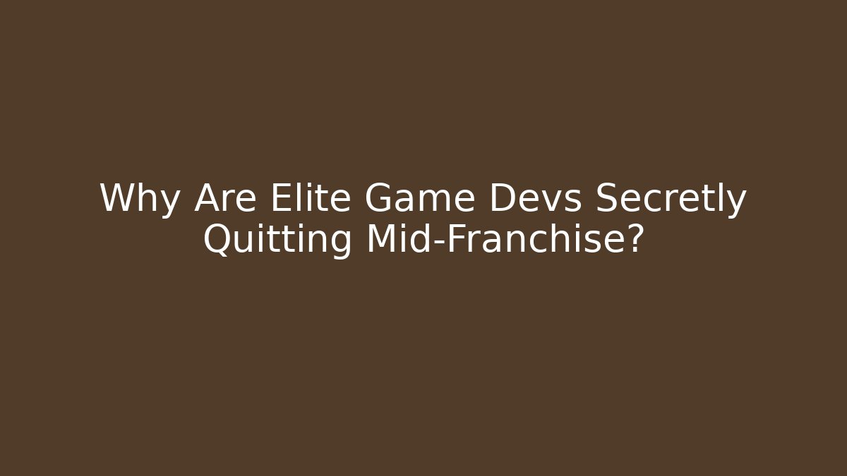 Why Are Elite Game Devs Secretly Quitting Mid-Franchise? - Felix Cat Insurance