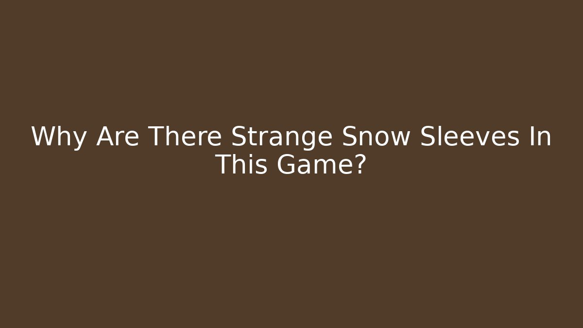 Why Are There Strange Snow Sleeves In This Game?