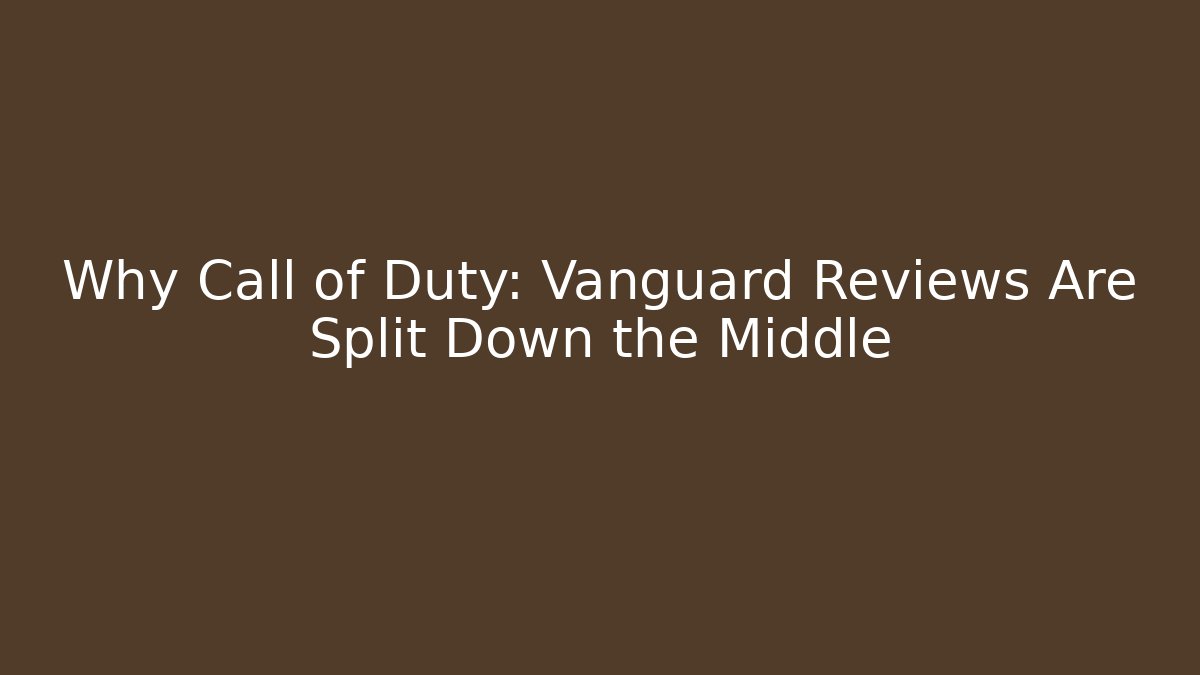 Why Call of Duty: Vanguard Reviews Are Split Down the Middle