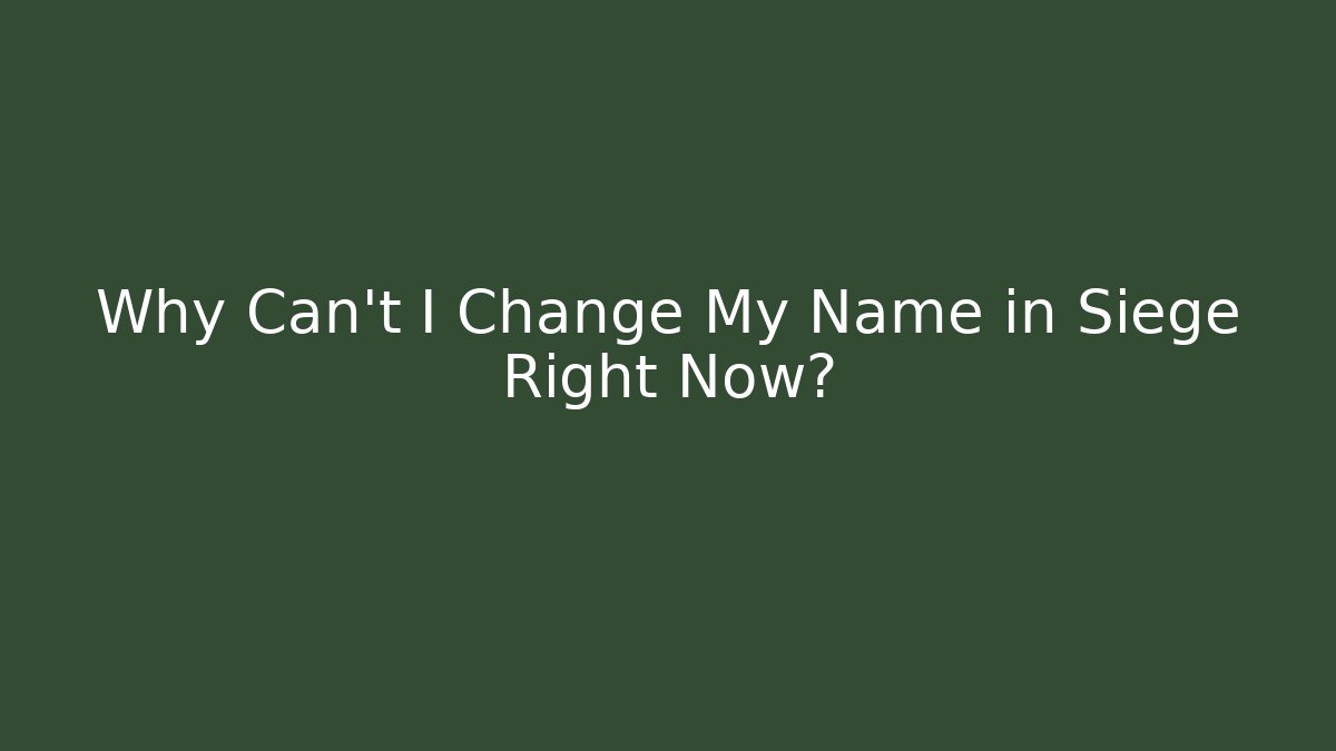 Why Can't I Change My Name in Siege Right Now?
