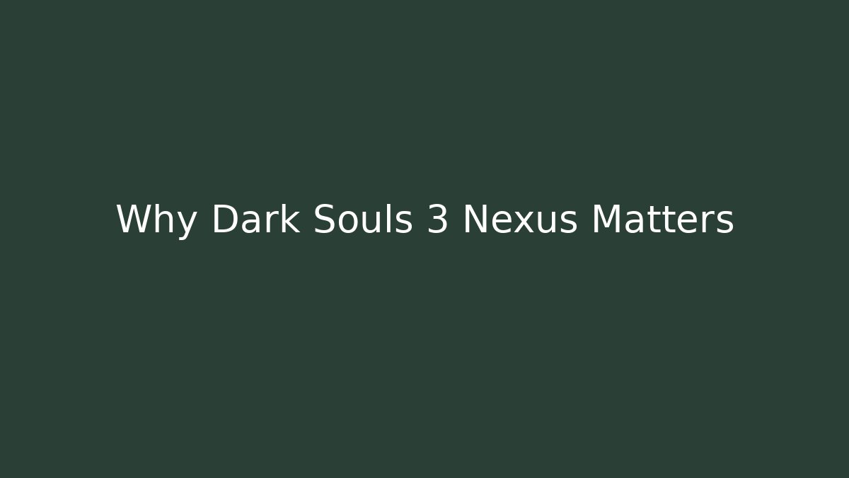 Why Dark Souls 3 Nexus Matters
