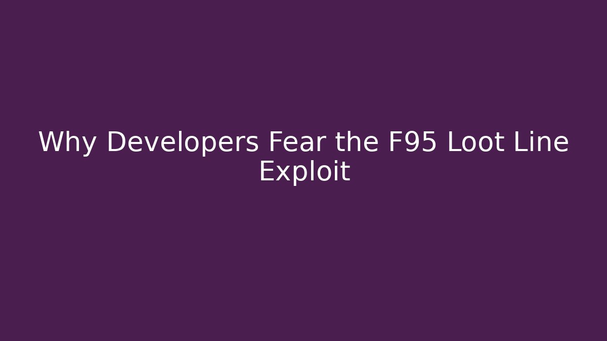 Why Developers Fear the F95 Loot Line Exploit