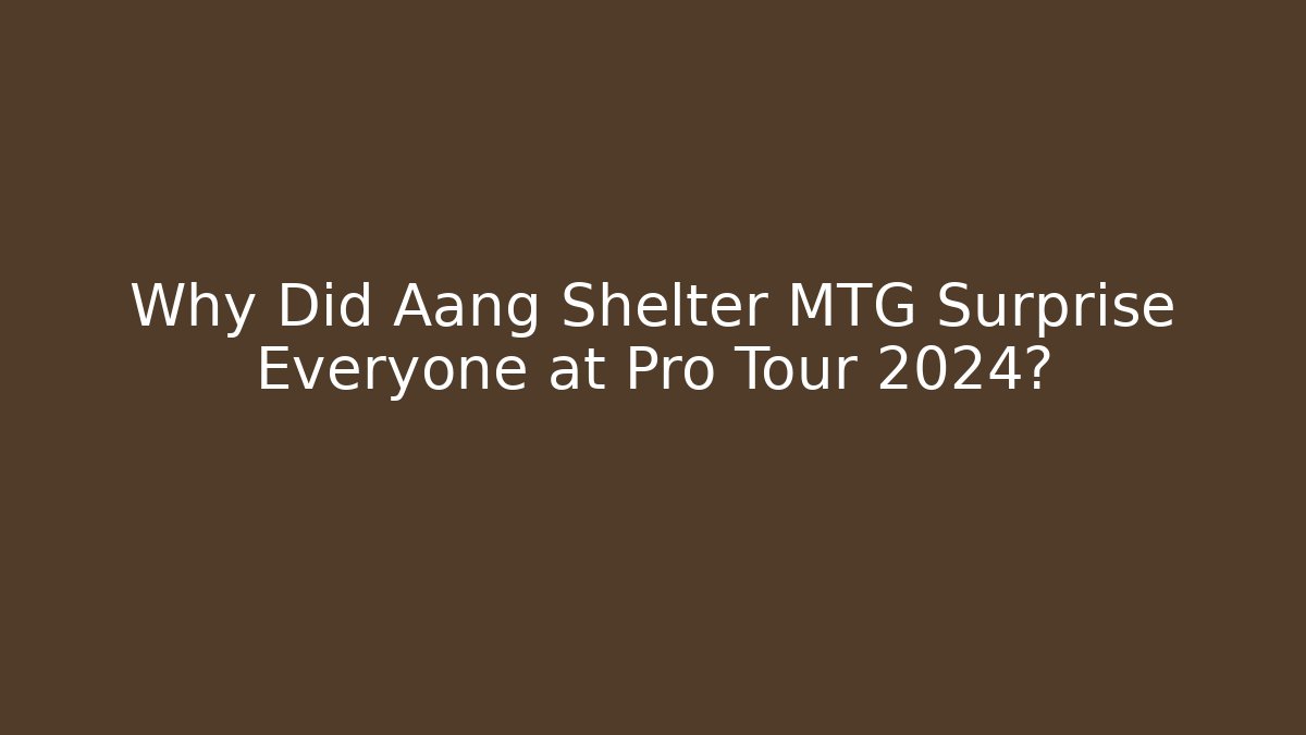Why Did Aang Shelter MTG Surprise Everyone at Pro Tour 2024?