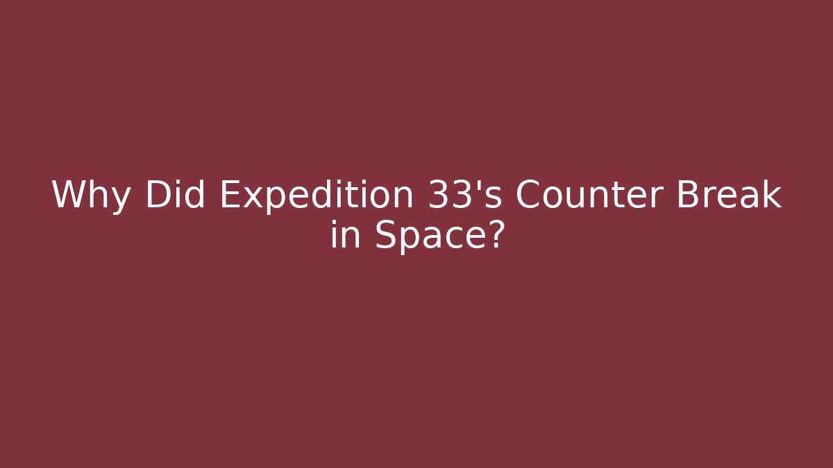 Why Did Expedition 33's Counter Break in Space? - Felix Cat Insurance